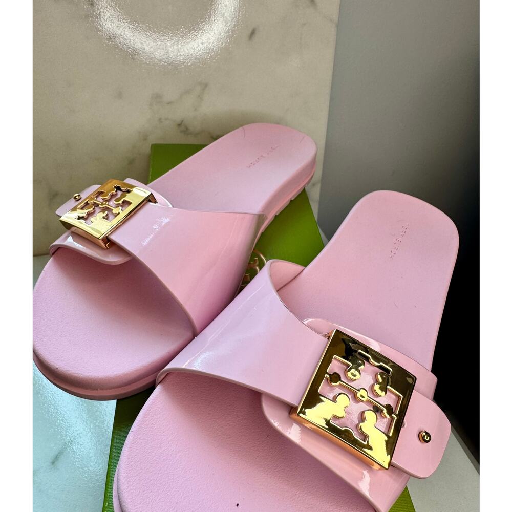 Tory Burch - Women's Buckle Slide Pink Patent - 8 - Picture 3 of 6